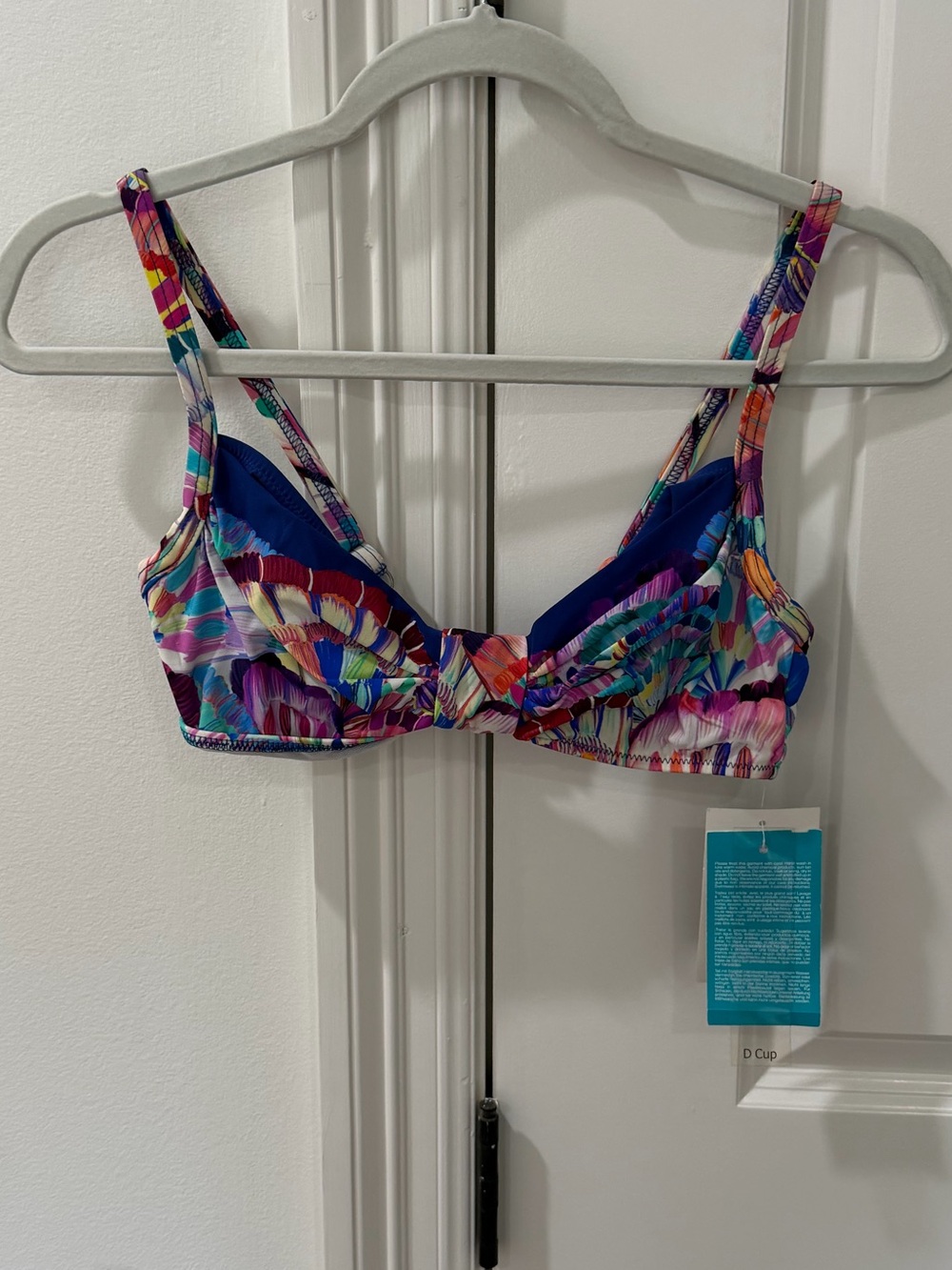 Profile By Gottex Multicolor Floral Print Underwire Bikini Top Blue, Pink Sz 32D